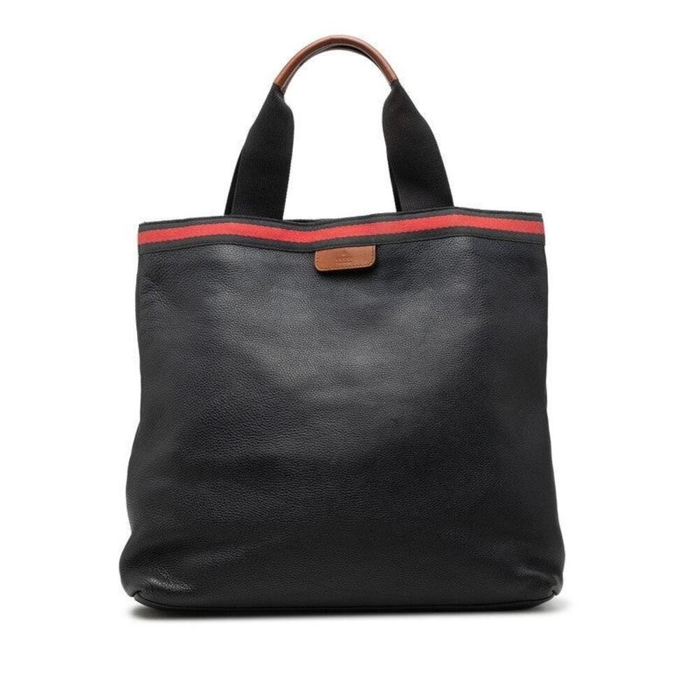 Gucci Leather Canvas Tote Bag Navy